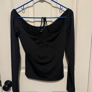 French Connection Black Ruched Tie Front shirt